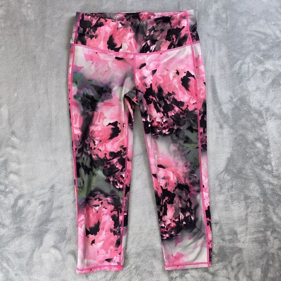 ATHLETA Women's Size Small Pink Floral Bloom Chaturanga Low-Rise Capri Leggings - Picture 1 of 9